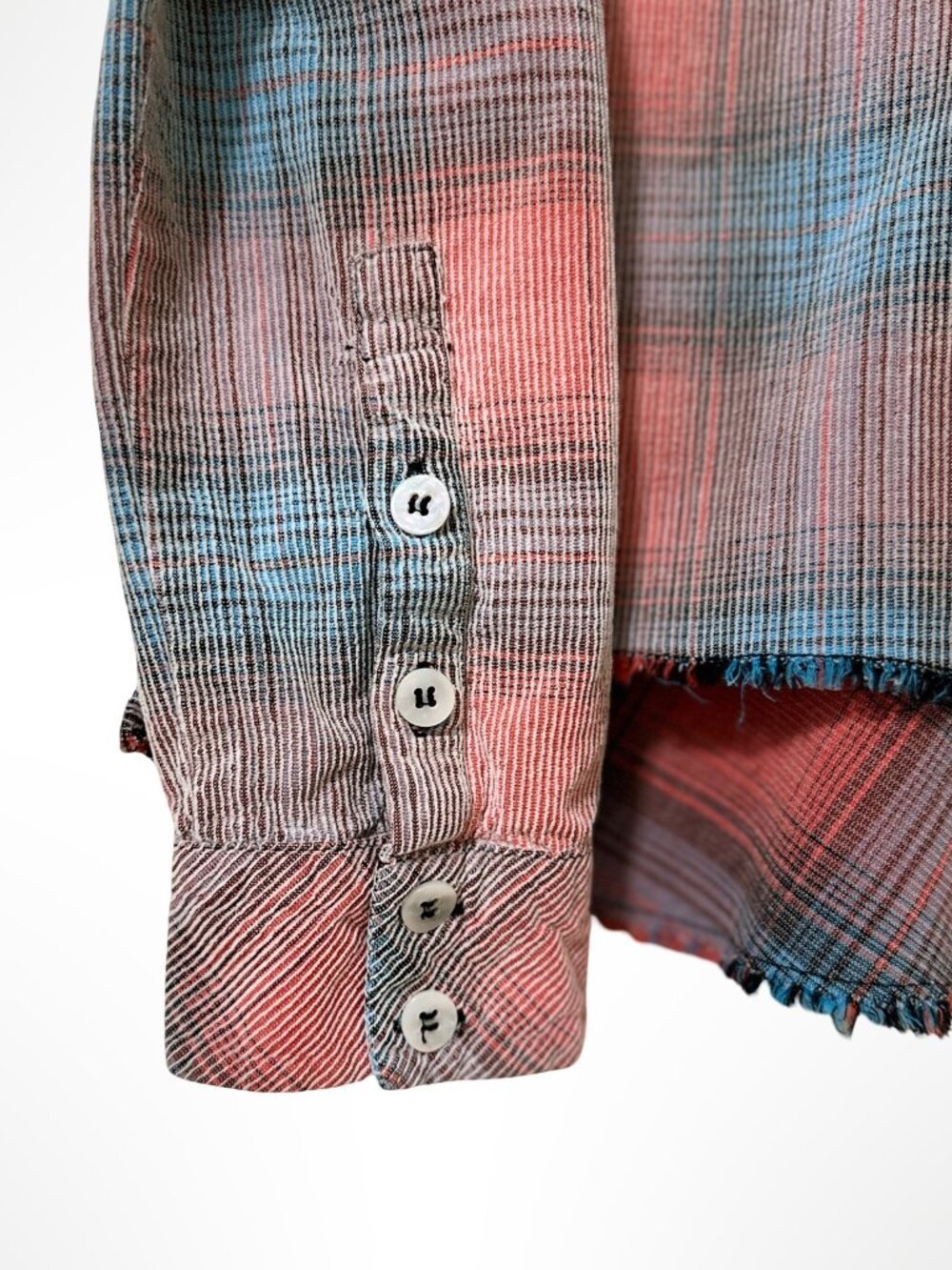 FREE PEOPLE WE THE FREE Clarissa Plaid Corduroy Shirt Coral Blue Size S - Picture 10 of 16